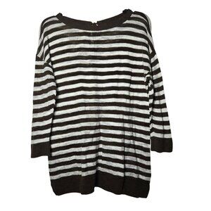 Talbots‎ Womens Striped Sweater LP Petite Large Knit Neutral Top Light Casual